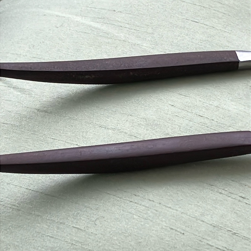 Vintage Ekco Eterna Canoe Muffin 2 pc Elegant Faux Rosewood Handle SERVING SET - Picture 8 of 15
